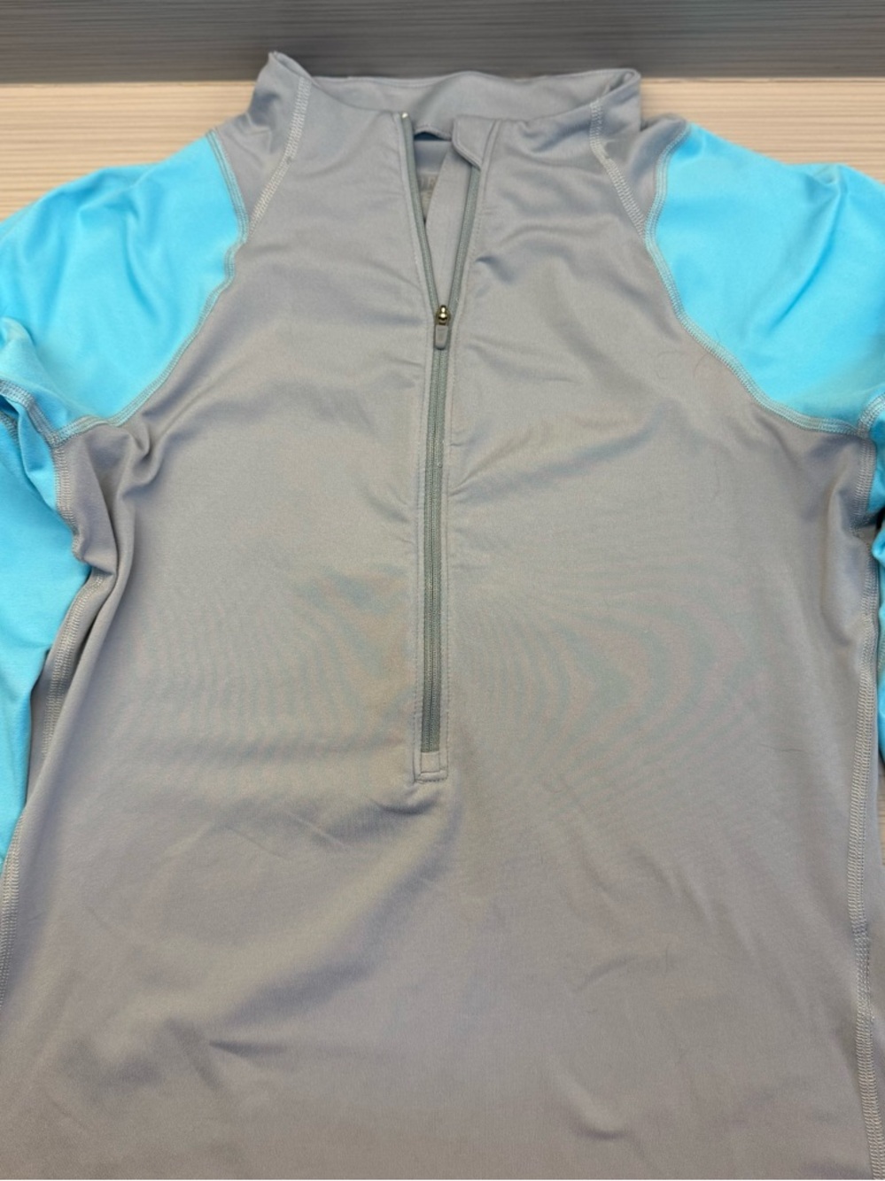 Nike Dri-Fit Athletic Half-Zip Pullover in Gray and Light Blue